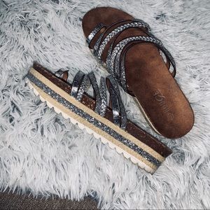 glittery chunky sandals